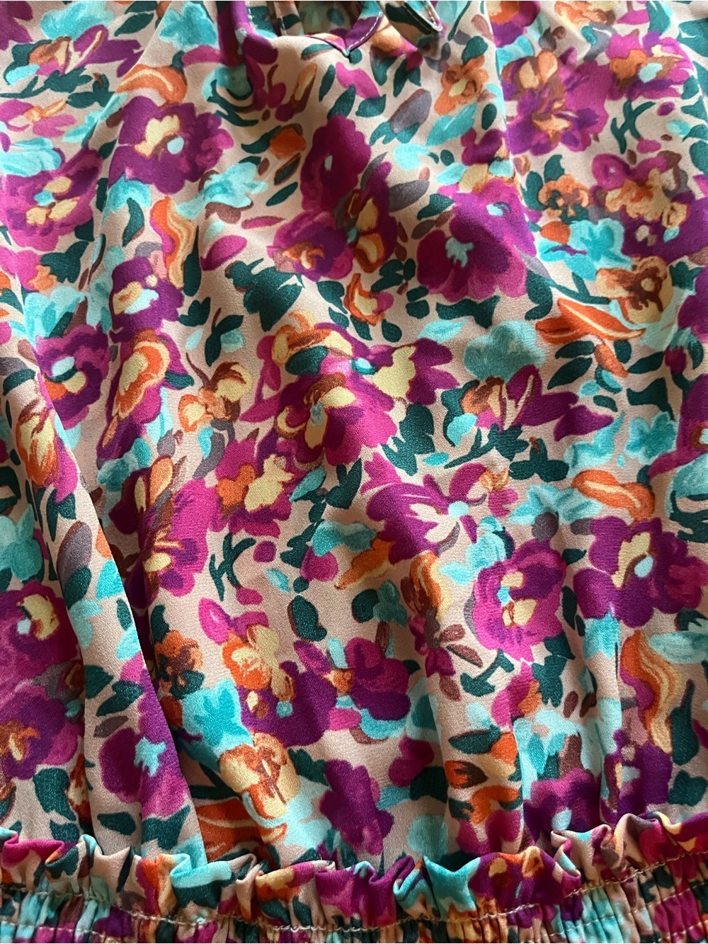 Smocked Waist Floral Mini Dress in Multi Pink - Picture 5 of 9
